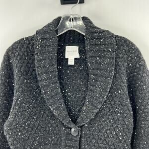 Kate Hill Women's Wool Blend Cardigan - Black/Gray - Medium